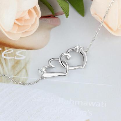 Intertwined Heart Bracelet with Cubic Zirconia Fashion Adjustable Chain Bracelets for Women - Personalized Jewel