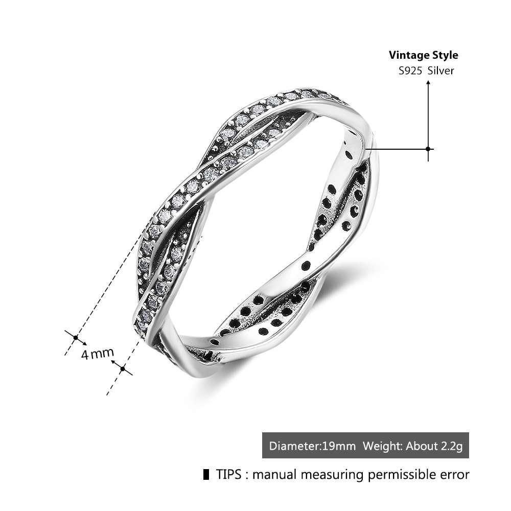 Intertwined Ring for Lovers - Stone Set Silver Ring - Gift for Women on Valentine’s Day - Sterling Silver Ring for Women - Personalized Jewel