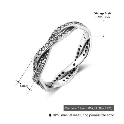 Intertwined Ring for Lovers - Stone Set Silver Ring - Gift for Women on Valentine’s Day - Sterling Silver Ring for Women - Personalized Jewel