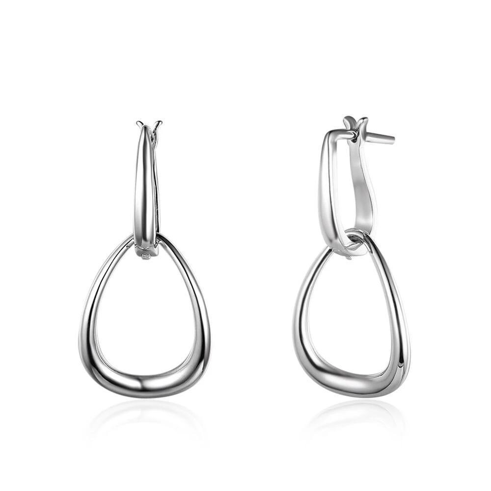 Irregular Shaped Earrings for Women- Hollow Design Hoop Earrings for Women- Rhodium Plated Accessories for Women- Party Jewelry for Women - Personalized Jewel