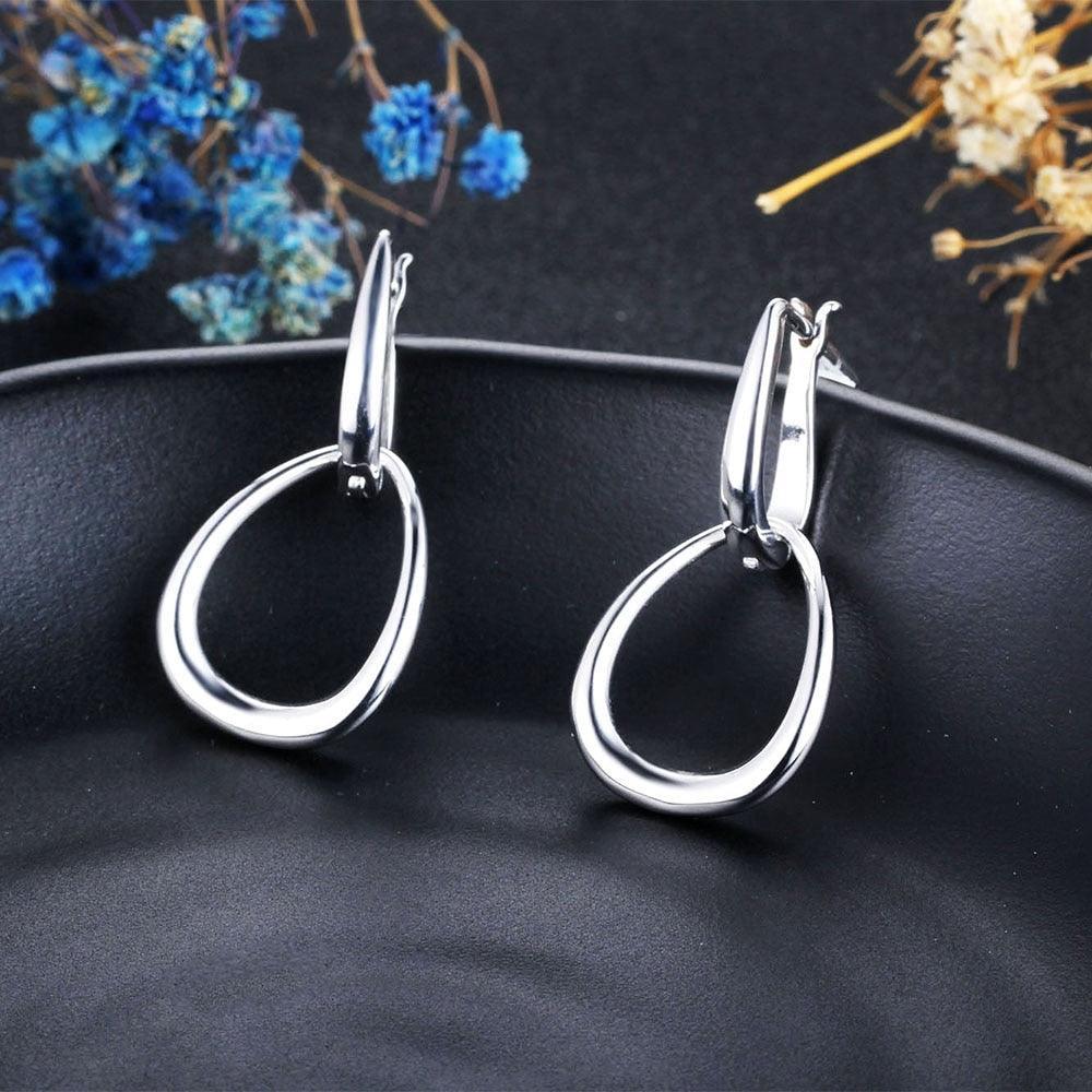 Irregular Shaped Earrings for Women- Hollow Design Hoop Earrings for Women- Rhodium Plated Accessories for Women- Party Jewelry for Women - Personalized Jewel