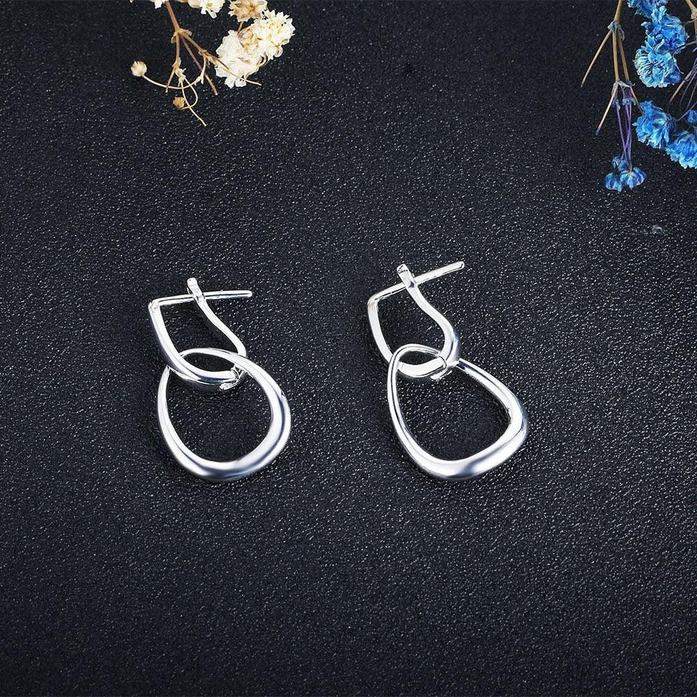 Irregular Shaped Earrings for Women- Hollow Design Hoop Earrings for Women- Rhodium Plated Accessories for Women- Party Jewelry for Women - Personalized Jewel