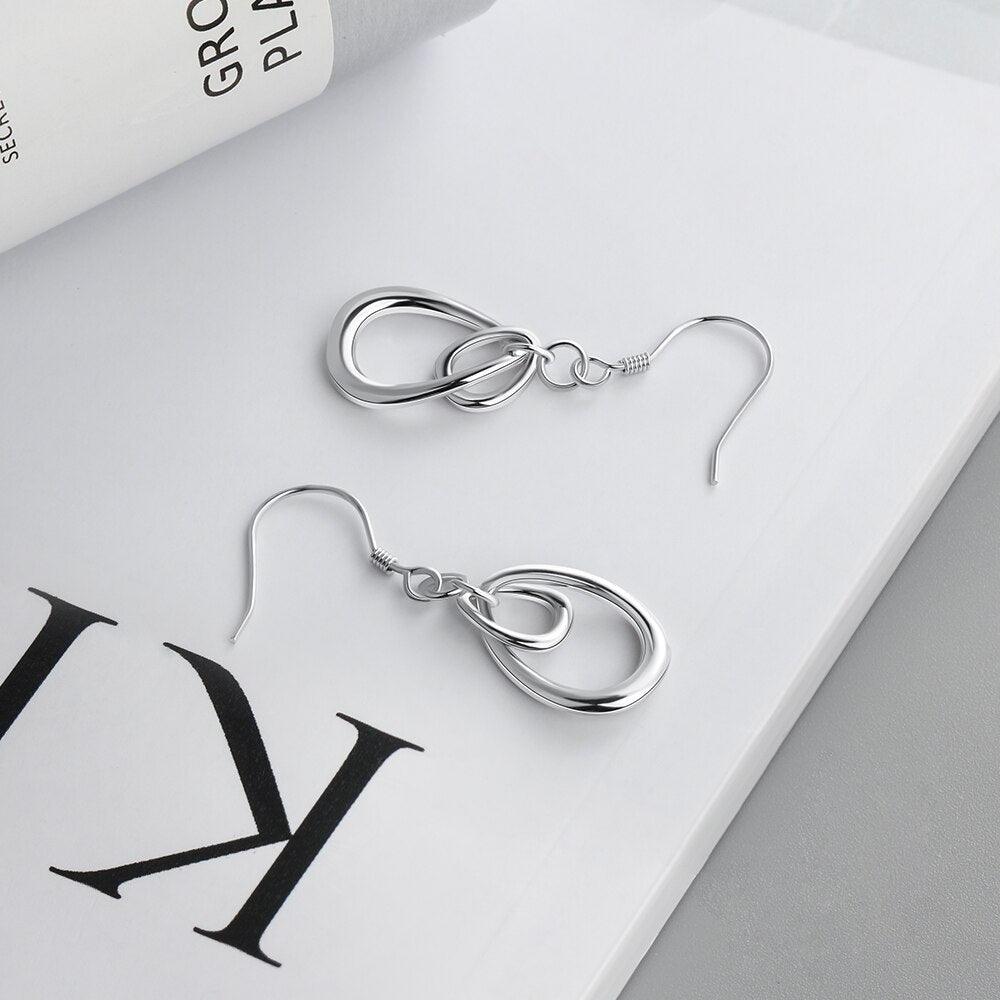 Irregular Shaped Earrings for Women- Rhodium Plated Jewelry for Women- Party Jewelry for Women- Fashion Earrings for Women- Birthday Gift for Her - Personalized Jewel