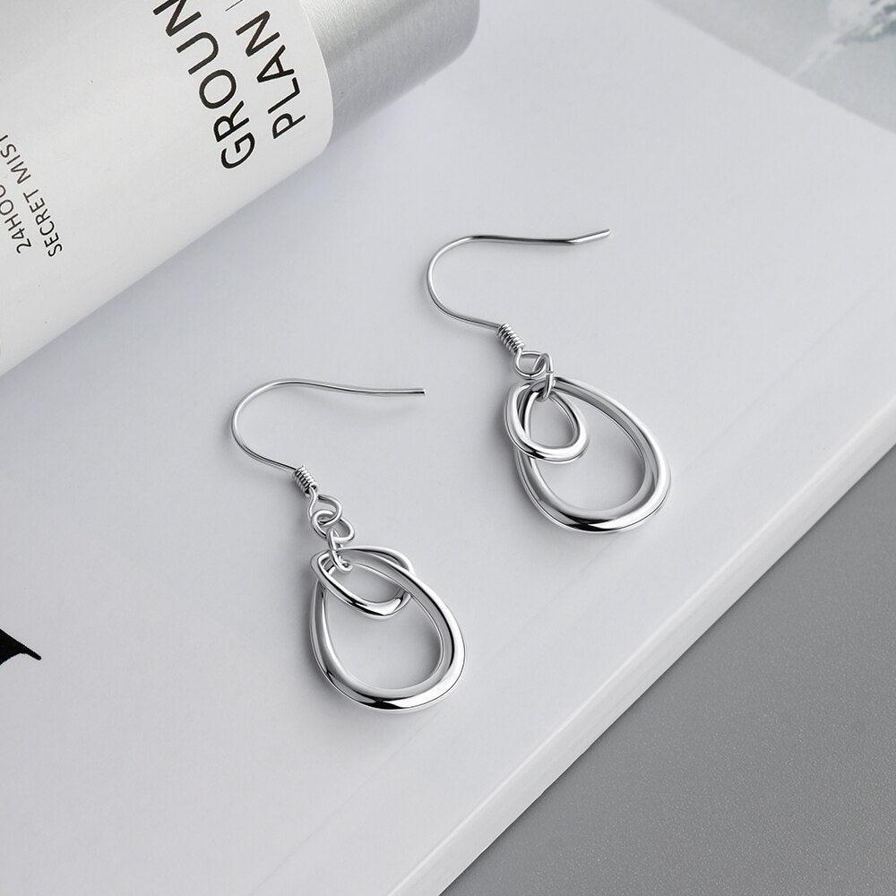 Irregular Shaped Earrings for Women- Rhodium Plated Jewelry for Women- Party Jewelry for Women- Fashion Earrings for Women- Birthday Gift for Her - Personalized Jewel