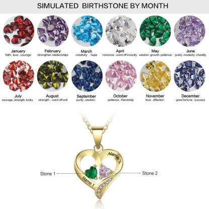 It Takes Two Gold Necklace - 2 Birthstone & Custom Names - Personalized Jewel