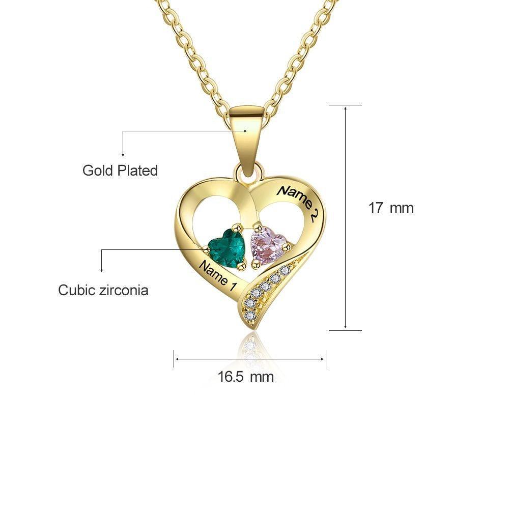 It Takes Two Gold Necklace - 2 Birthstone & Custom Names - Personalized Jewel