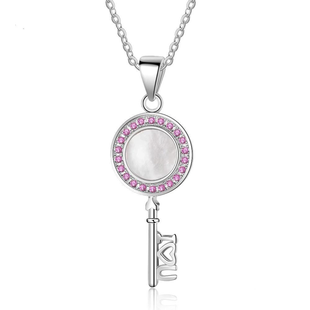 Key Shape Pendant Pearl Necklace - Personalized Jewel