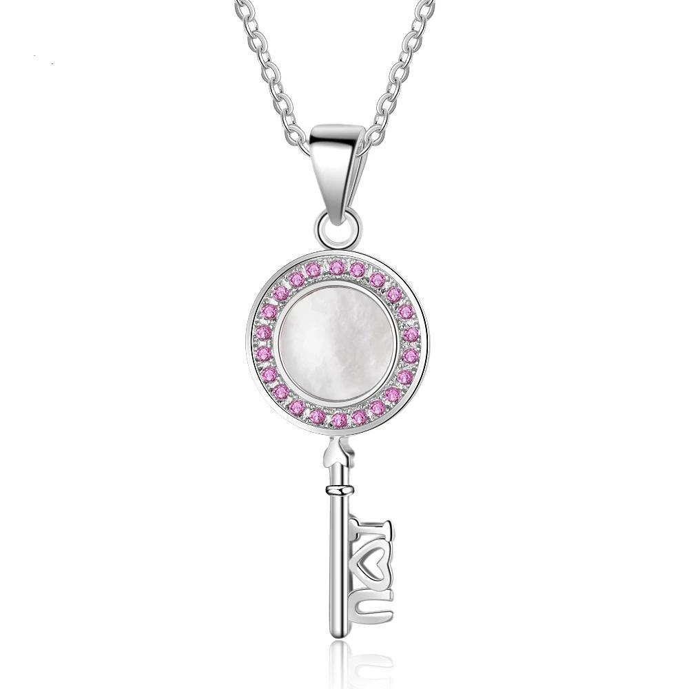 Key Shape Pendant Pearl Necklace - Personalized Jewel