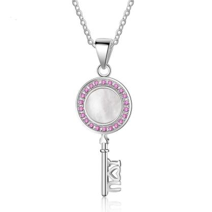 Key Shape Pendant Pearl Necklace - Personalized Jewel