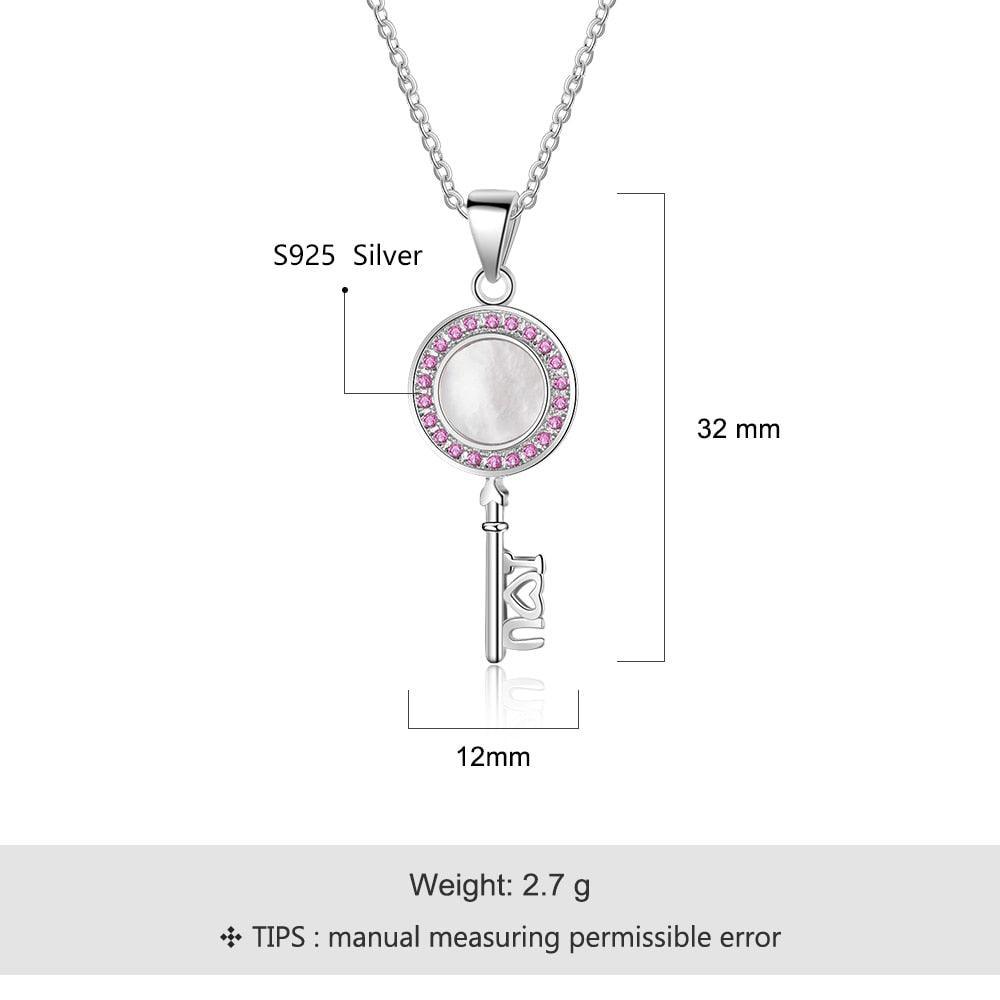 Key Shape Pendant Pearl Necklace-Personalized Jewels