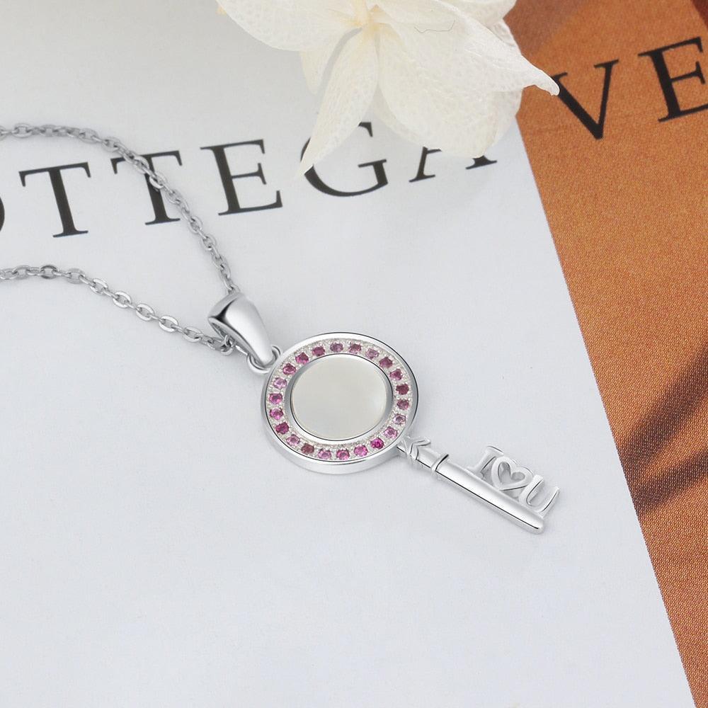Key Shape Pendant Pearl Necklace - Personalized Jewel