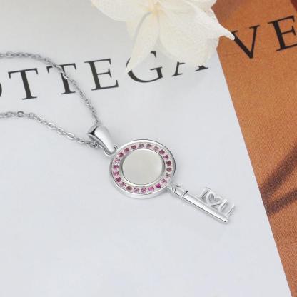 Key Shape Pendant Pearl Necklace - Personalized Jewel