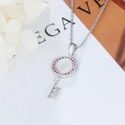Key Shape Pendant Pearl Necklace - Personalized Jewel