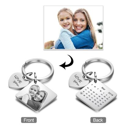 Keyring with Personalised Photo & Date-Personalized Jewels