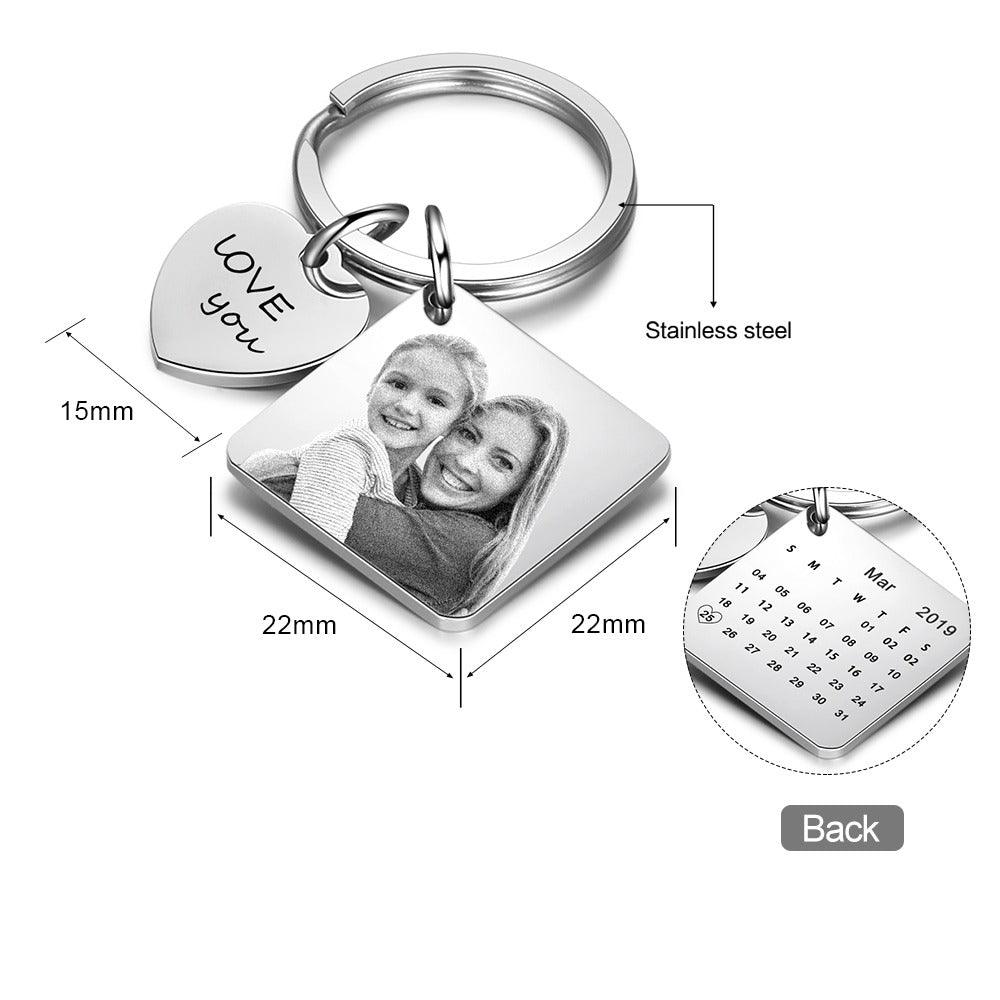 Keyring with Personalised Photo & Date-Personalized Jewels