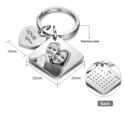 Keyring with Personalised Photo & Date-Personalized Jewels