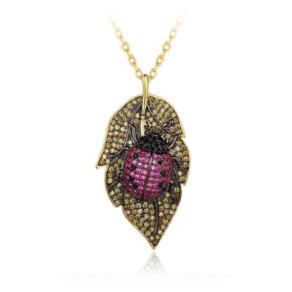 Ladybug on Leaves Pendant - Insect Necklace for Women - Fashion Pendant for Women - Personalized Jewel