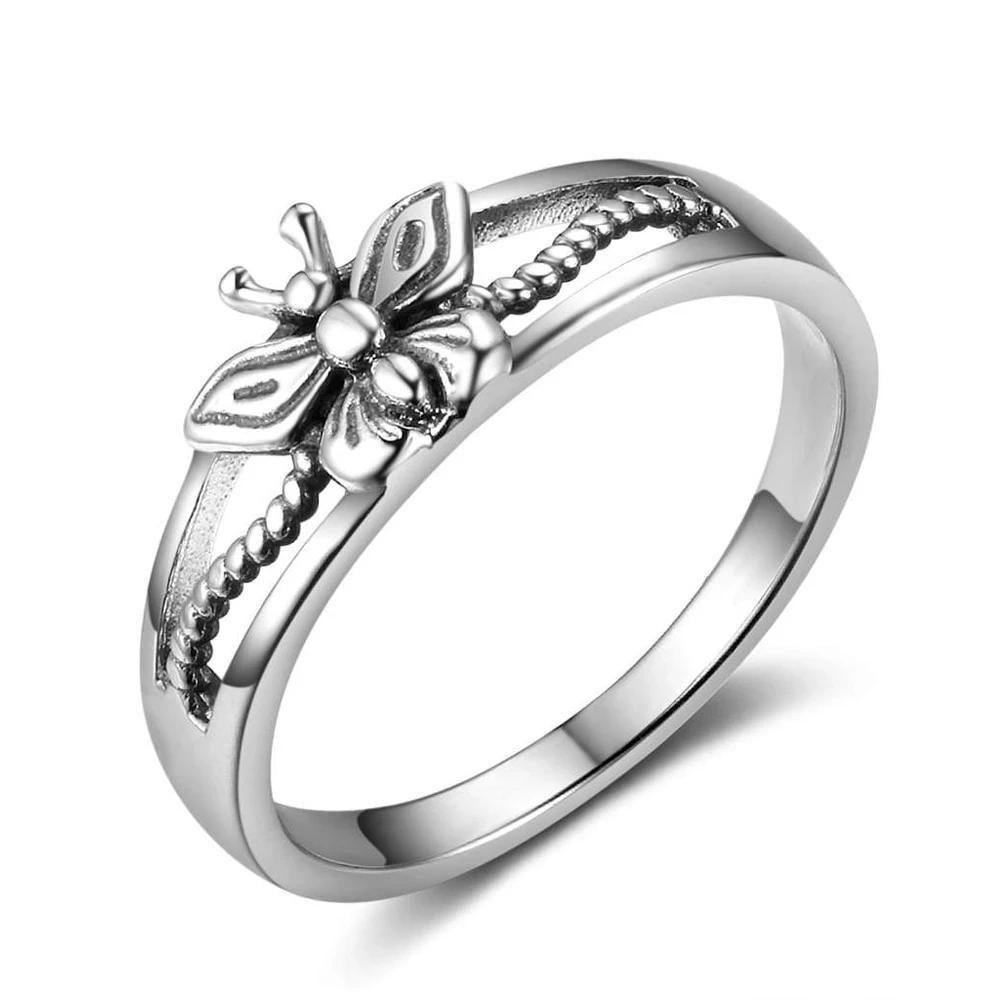 Lively Silver Ring for Women - Butterfly Engraved Ring for Women - Sterling Silver Ring for Women - Casual Wear Silver Ring for Women - Personalized Jewel