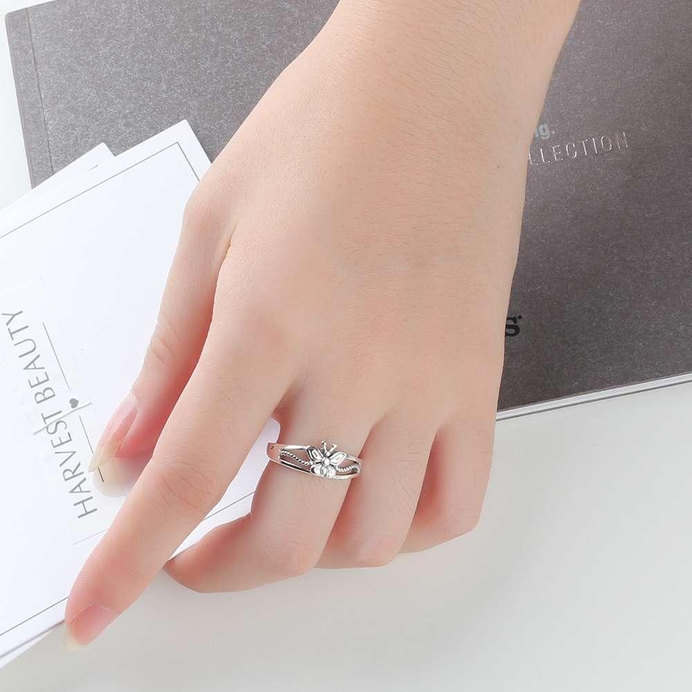 Lively Silver Ring for Women - Butterfly Engraved Ring for Women - Sterling Silver Ring for Women - Casual Wear Silver Ring for Women - Personalized Jewel
