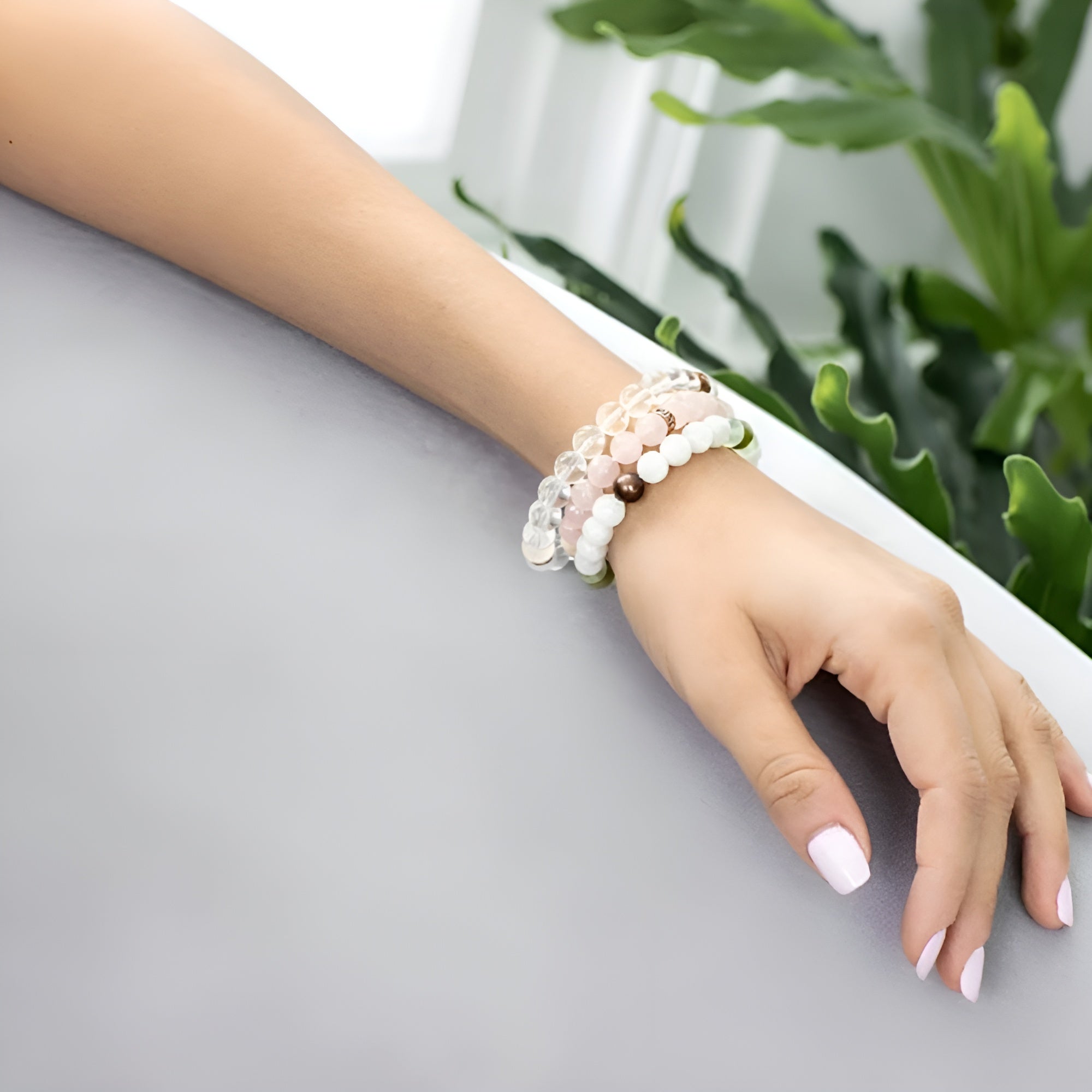 Rose Quartz And Moonstone Energy Bracelet-Personalized Jewels