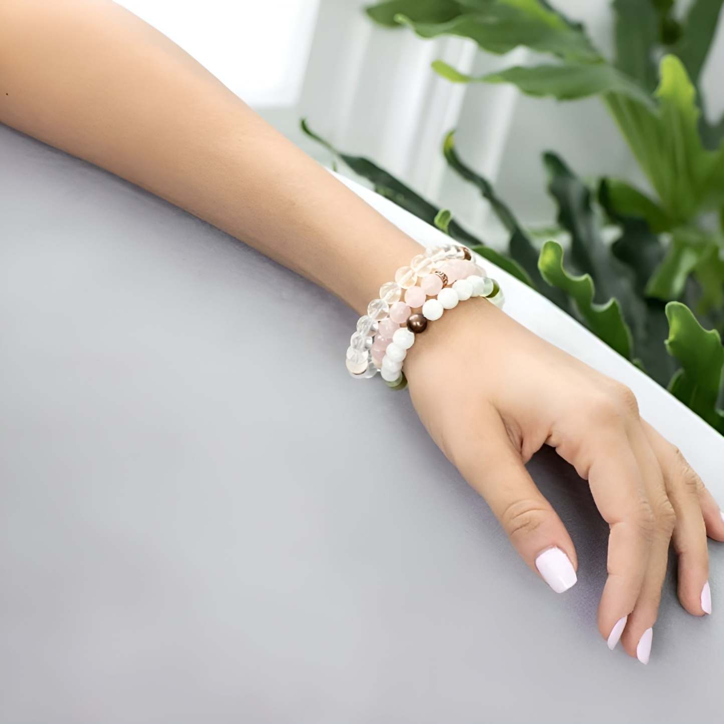 Rose Quartz And Moonstone Energy Bracelet-Personalized Jewels