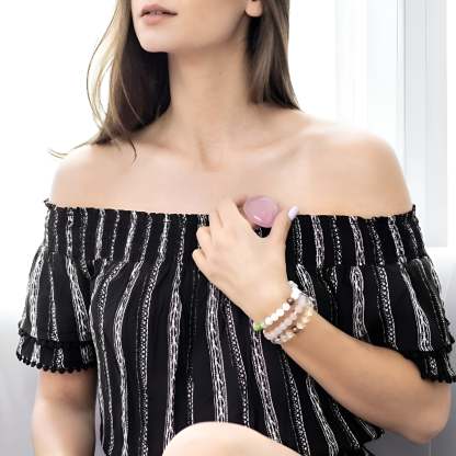 Rose Quartz And Moonstone Energy Bracelet-Personalized Jewels