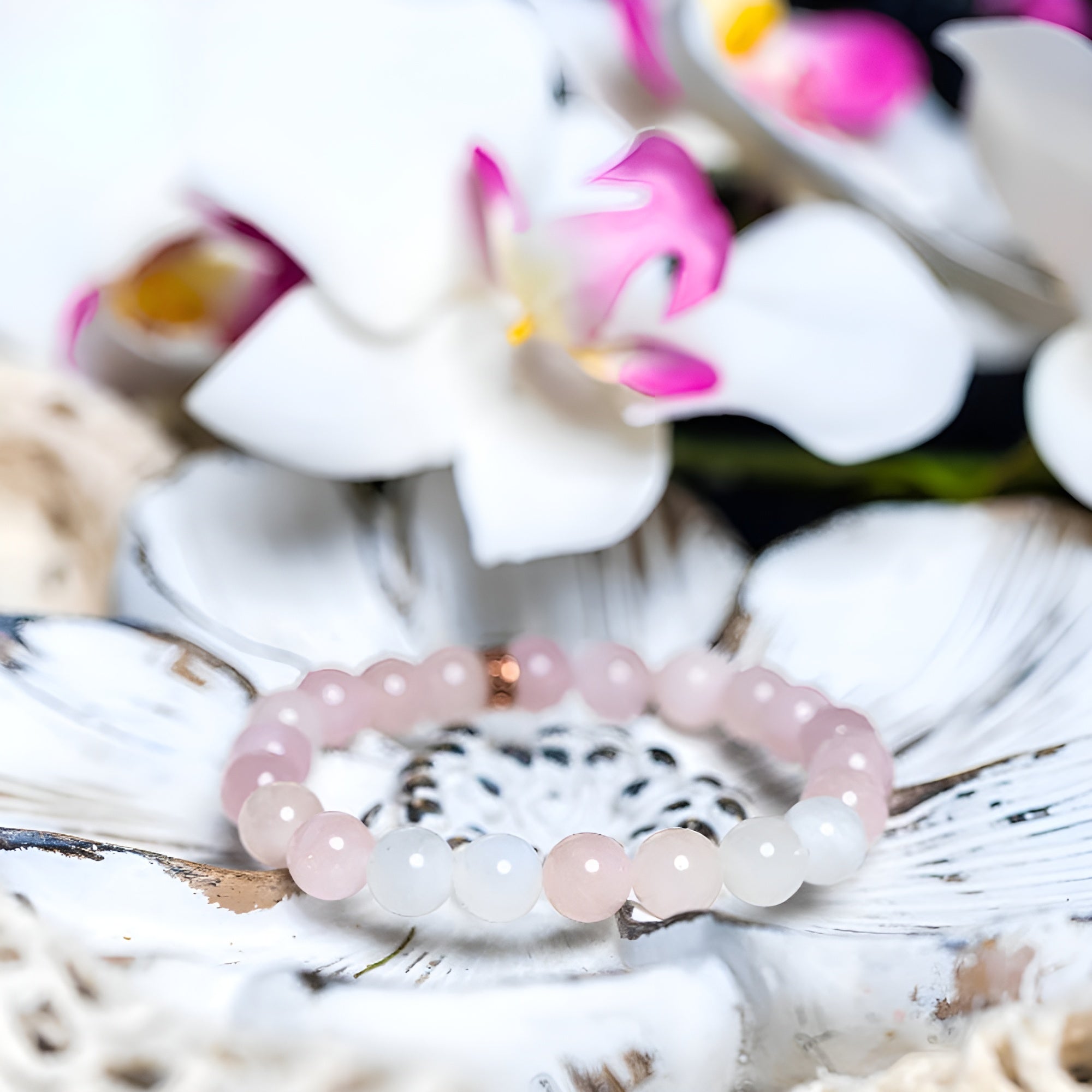 Rose Quartz And Moonstone Energy Bracelet-Personalized Jewels
