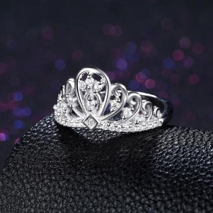 Lovers Crown Sterling Silver Ring Bands for Women - Studded with Cubic Zirconia CZ Stones - Best for Wedding & Engagement - Personalized Jewel