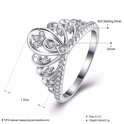 Lovers Crown Sterling Silver Ring Bands for Women - Studded with Cubic Zirconia CZ Stones - Best for Wedding & Engagement - Personalized Jewel