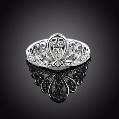 Lovers Crown Sterling Silver Ring Bands for Women - Studded with Cubic Zirconia CZ Stones - Best for Wedding & Engagement - Personalized Jewel