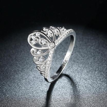 Lovers Crown Sterling Silver Ring Bands for Women - Studded with Cubic Zirconia CZ Stones - Best for Wedding & Engagement - Personalized Jewel