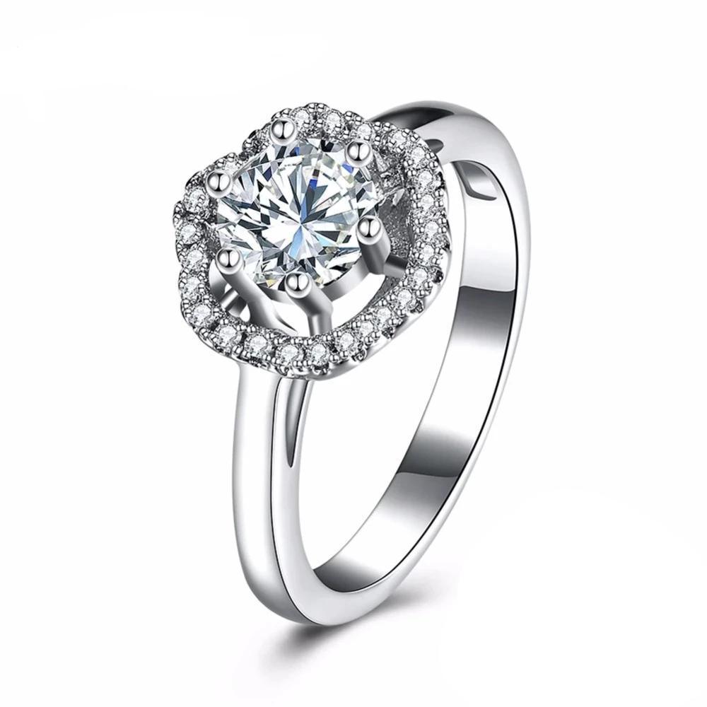 Luxurious 925 Sterling Silver Engagement Ring with Zircon Stone, Fashion Jewelry Party Rings for Women - Personalized Jewel