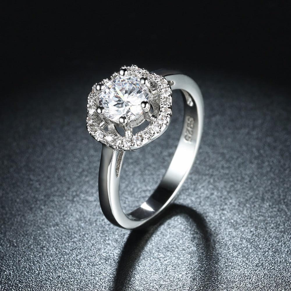 Luxurious 925 Sterling Silver Engagement Ring with Zircon Stone, Fashion Jewelry Party Rings for Women - Personalized Jewel
