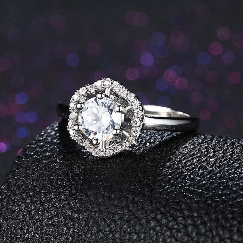 Luxurious 925 Sterling Silver Engagement Ring with Zircon Stone, Fashion Jewelry Party Rings for Women - Personalized Jewel