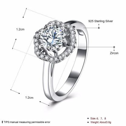 Luxurious 925 Sterling Silver Engagement Ring with Zircon Stone, Fashion Jewelry Party Rings for Women - Personalized Jewel