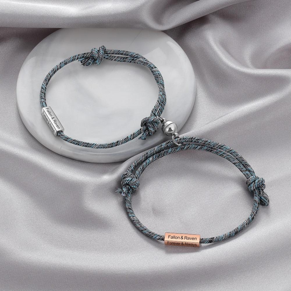 Magnetic Stainless Steel Bracelet Customized Engraved Name Bracelet Everyday Wear Accessory for Women - Personalized Jewel