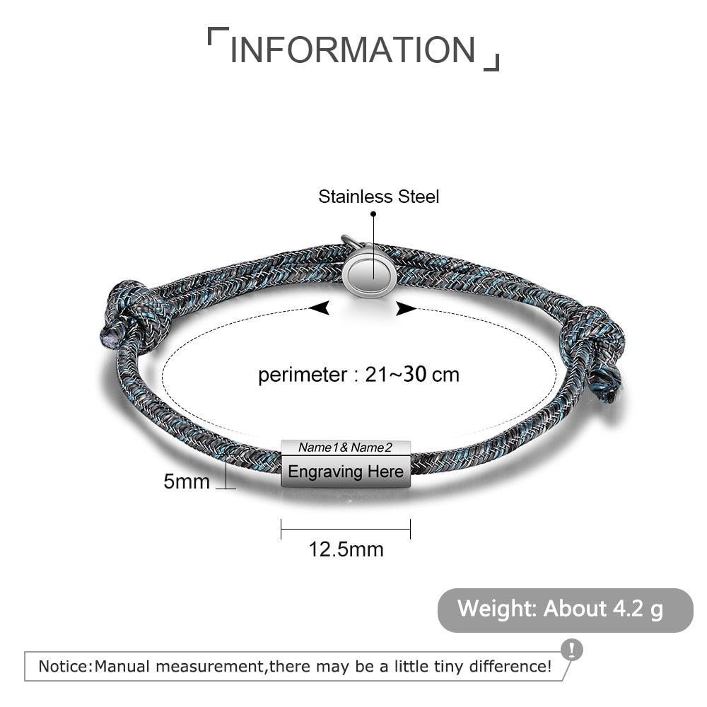 Magnetic Stainless Steel Bracelet Customized Engraved Name Bracelet Everyday Wear Accessory for Women - Personalized Jewel