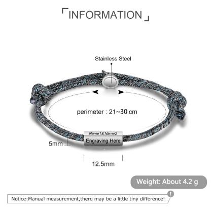 Magnetic Stainless Steel Bracelet Customized Engraved Name Bracelet Everyday Wear Accessory for Women - Personalized Jewel