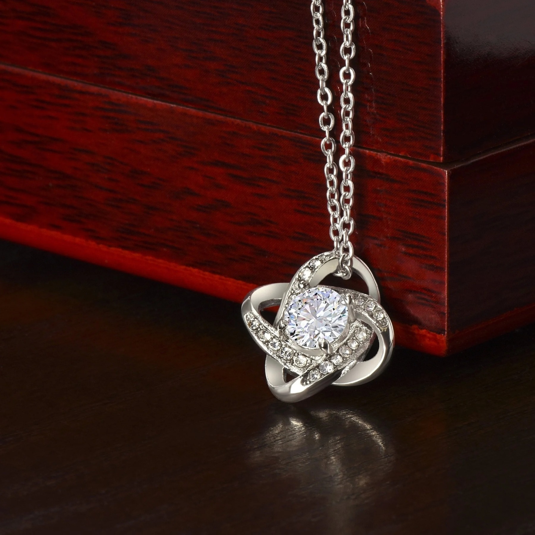 Mom Pendant Necklace With Cubic Zirconia Adjustable Chain