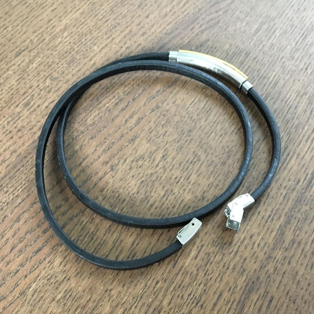 Men’s Trendy Stainless Steel Genuine Leather Bracelets, Fashionable Black Wrap Wristband Gift for Men - Personalized Jewel