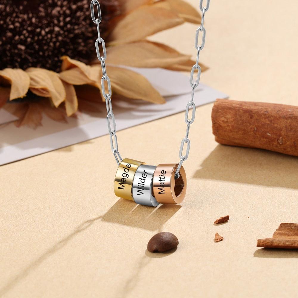 Mixed Colour Necklace, 3-name Engraving Necklace for Women, Trendy Jewelry for Women - Personalized Jewel