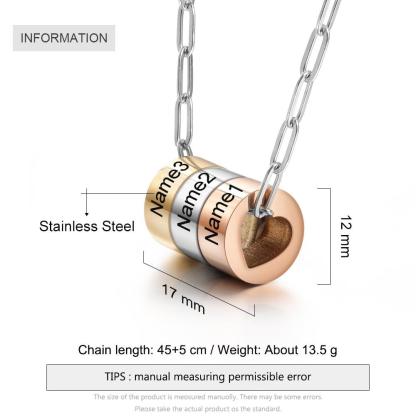 Mixed Colour Necklace, 3-name Engraving Necklace for Women, Trendy Jewelry for Women - Personalized Jewel