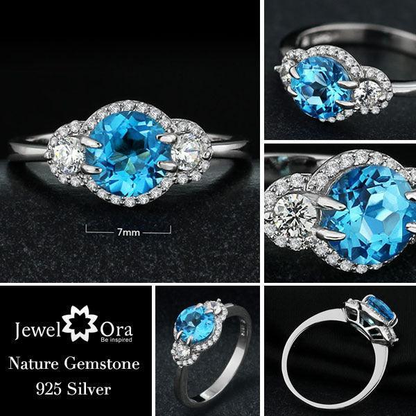 Natural Blue Stoned Wedding Ring - Cubic Zirconia Fashion Party Ring - 925 Sterling Silver Jewelry for Women - Classic On-Trend Jewelry Collection For Women Of All Ages - Personalized Jewel