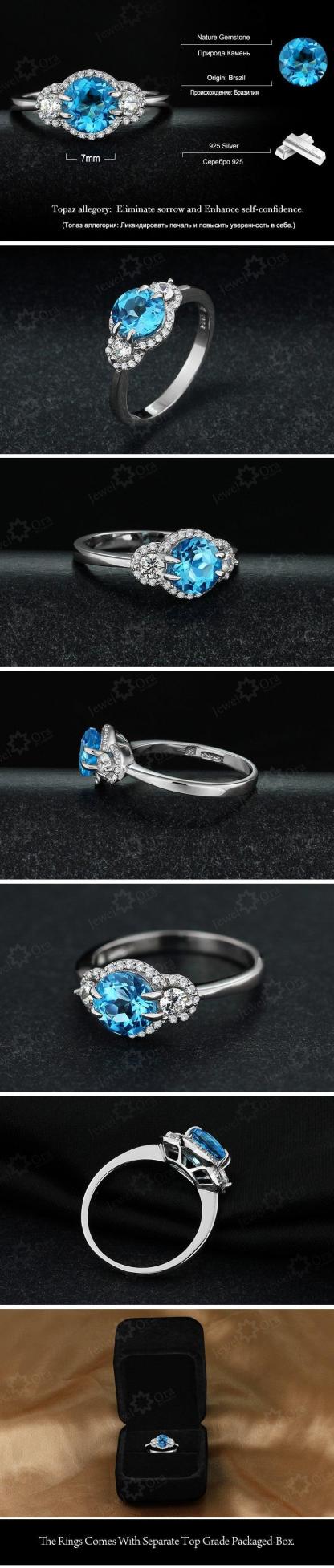 Natural Blue Stoned Wedding Ring - Cubic Zirconia Fashion Party Ring - 925 Sterling Silver Jewelry for Women - Classic On-Trend Jewelry Collection For Women Of All Ages - Personalized Jewel
