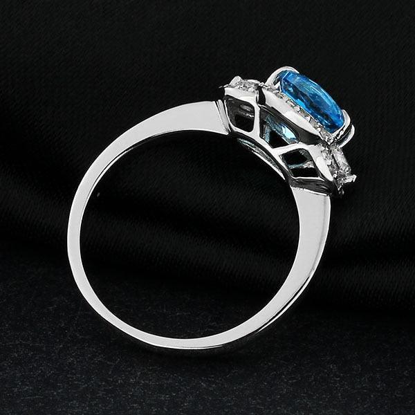 Natural Blue Stoned Wedding Ring - Cubic Zirconia Fashion Party Ring - 925 Sterling Silver Jewelry for Women - Classic On-Trend Jewelry Collection For Women Of All Ages - Personalized Jewel