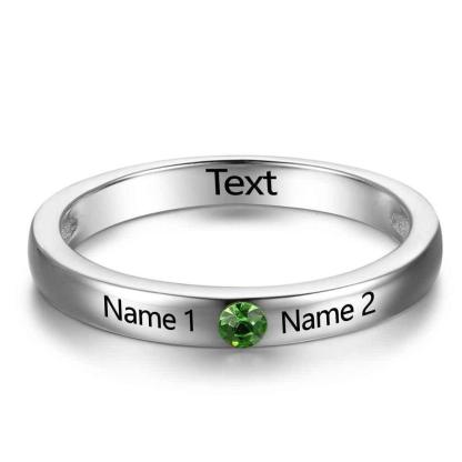 New 925 Sterling Silver Engagement Rings for Women – Engrave Names – Custom Birthstone – Classic Jewelry Gift - Personalized Jewel