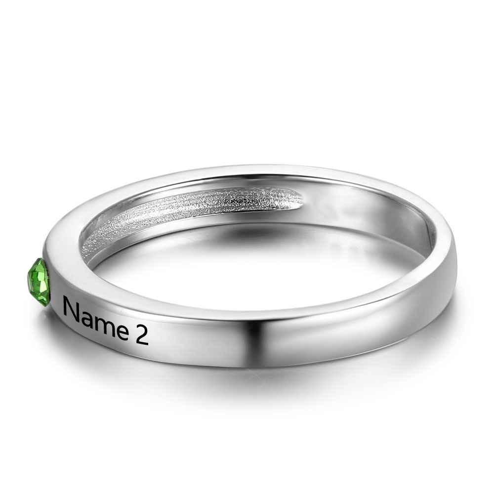 New 925 Sterling Silver Engagement Rings for Women – Engrave Names – Custom Birthstone – Classic Jewelry Gift - Personalized Jewel