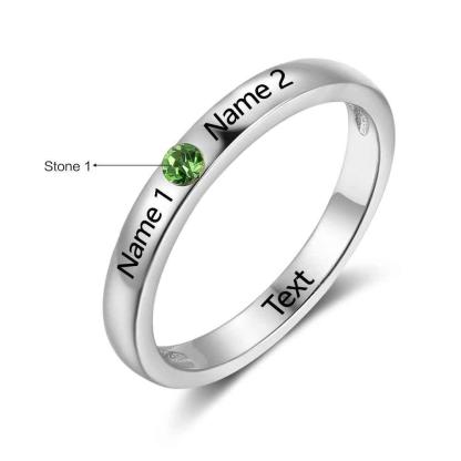 New 925 Sterling Silver Engagement Rings for Women – Engrave Names – Custom Birthstone – Classic Jewelry Gift - Personalized Jewel