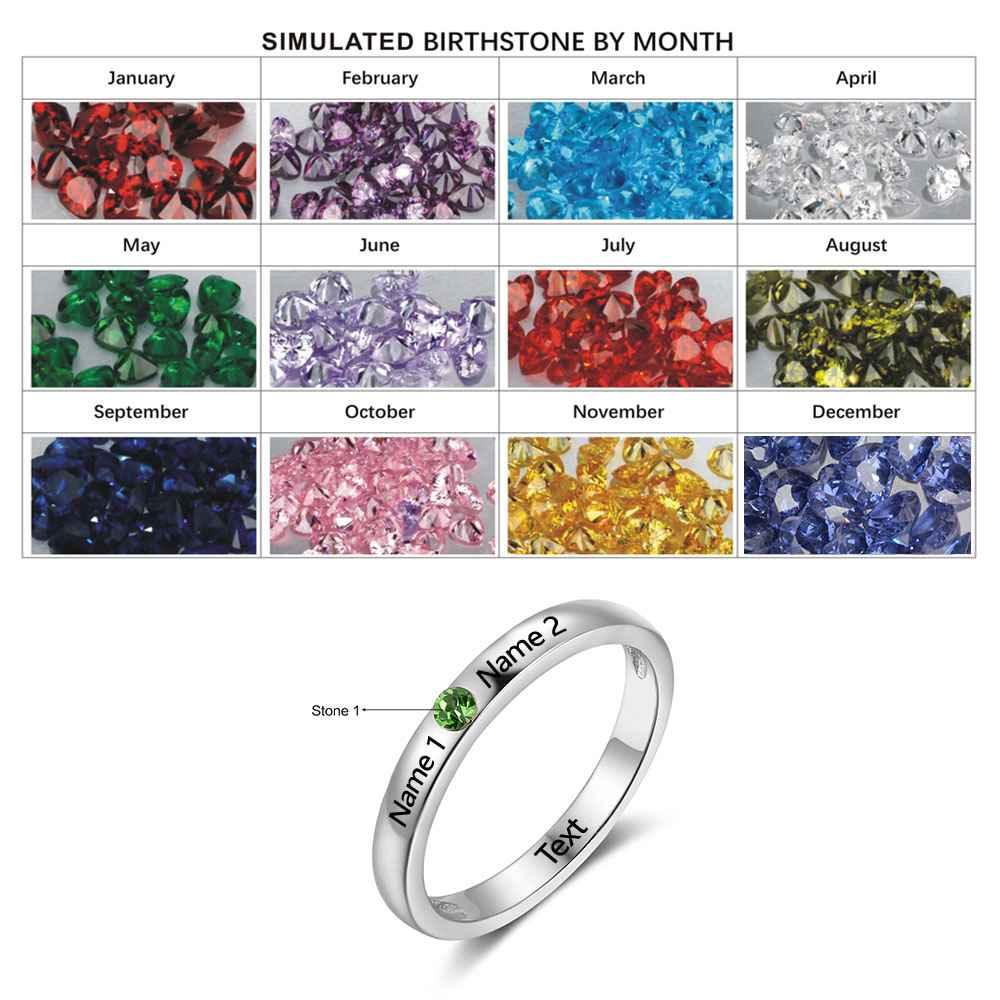 New 925 Sterling Silver Engagement Rings for Women – Engrave Names – Custom Birthstone – Classic Jewelry Gift - Personalized Jewel