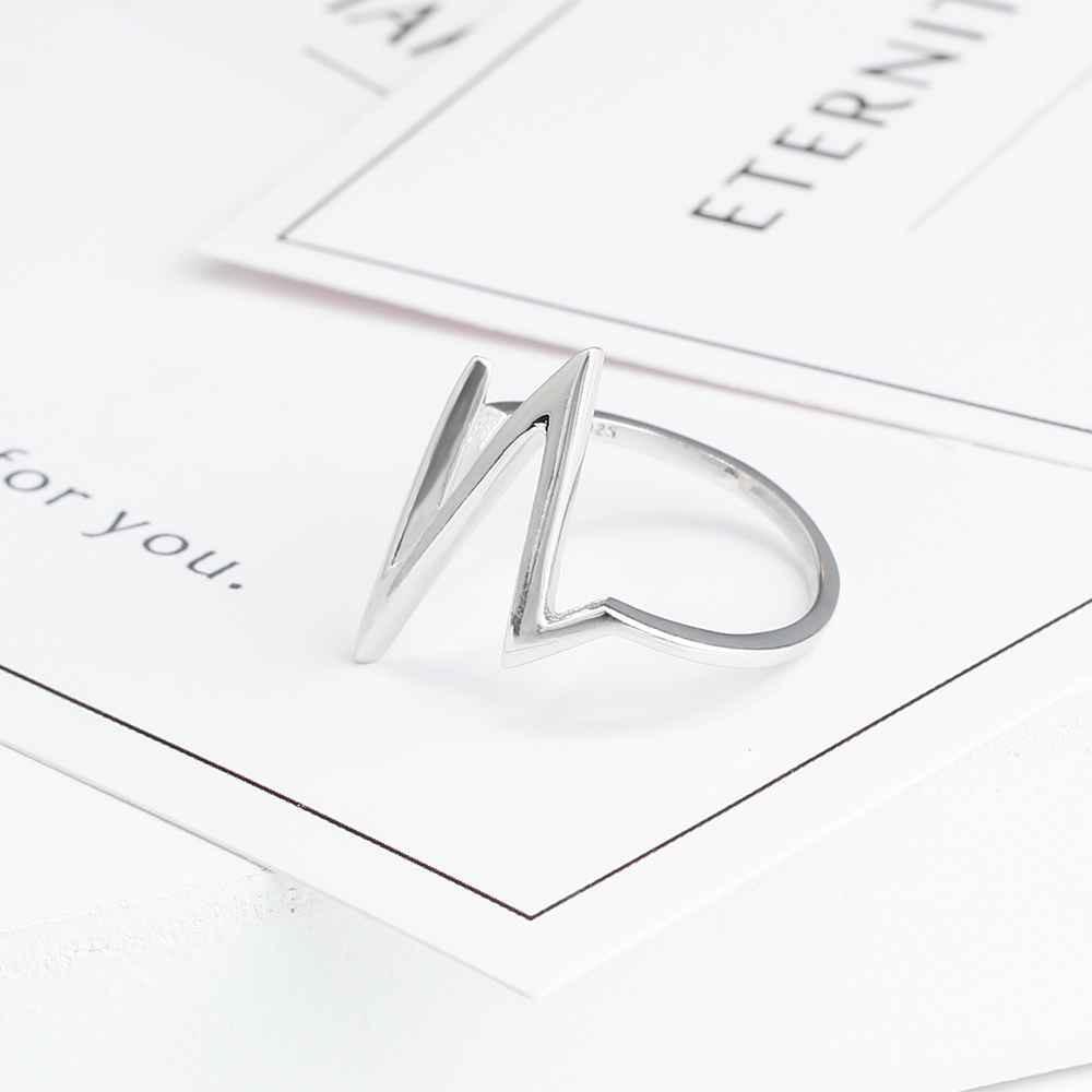 New 925 Sterling Sliver Rings for Women Unique Design Lightning Heartbeat Shape Romantic Style Gift to Girls - Personalized Jewel